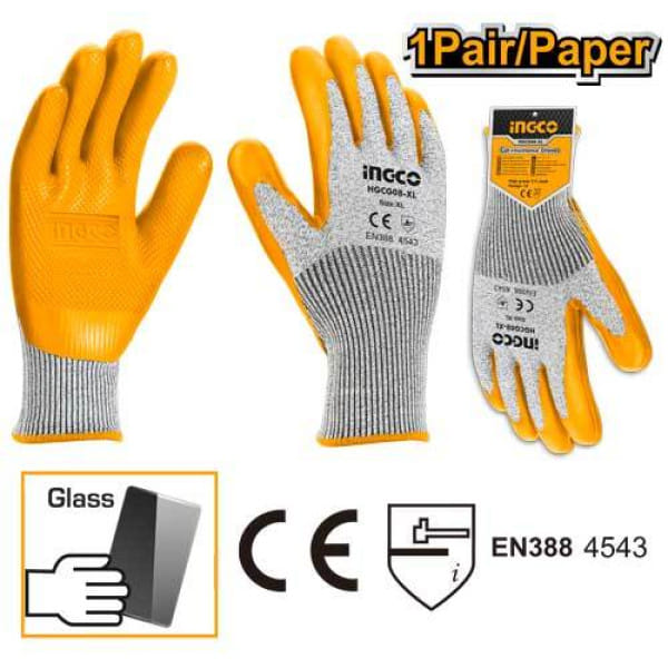 Перчатки рельефные для защиты от порезов XL INDUSTRIAL INGCO HGCG08-XL