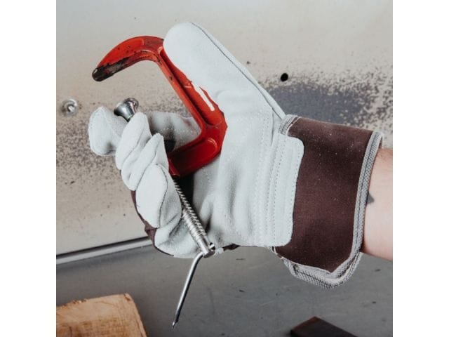 Перчатки спилковые комбинированные, 10/XL, серый/коричневый, (кожа класса АВ) JETA SAFETY