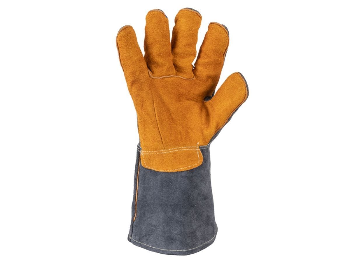 Краги спилковые пятипалые усиленные(на подкладке из х/б и флиса) р-р 10/XL (эластичная тесьма на тыльной стороне) JETA SAFETY