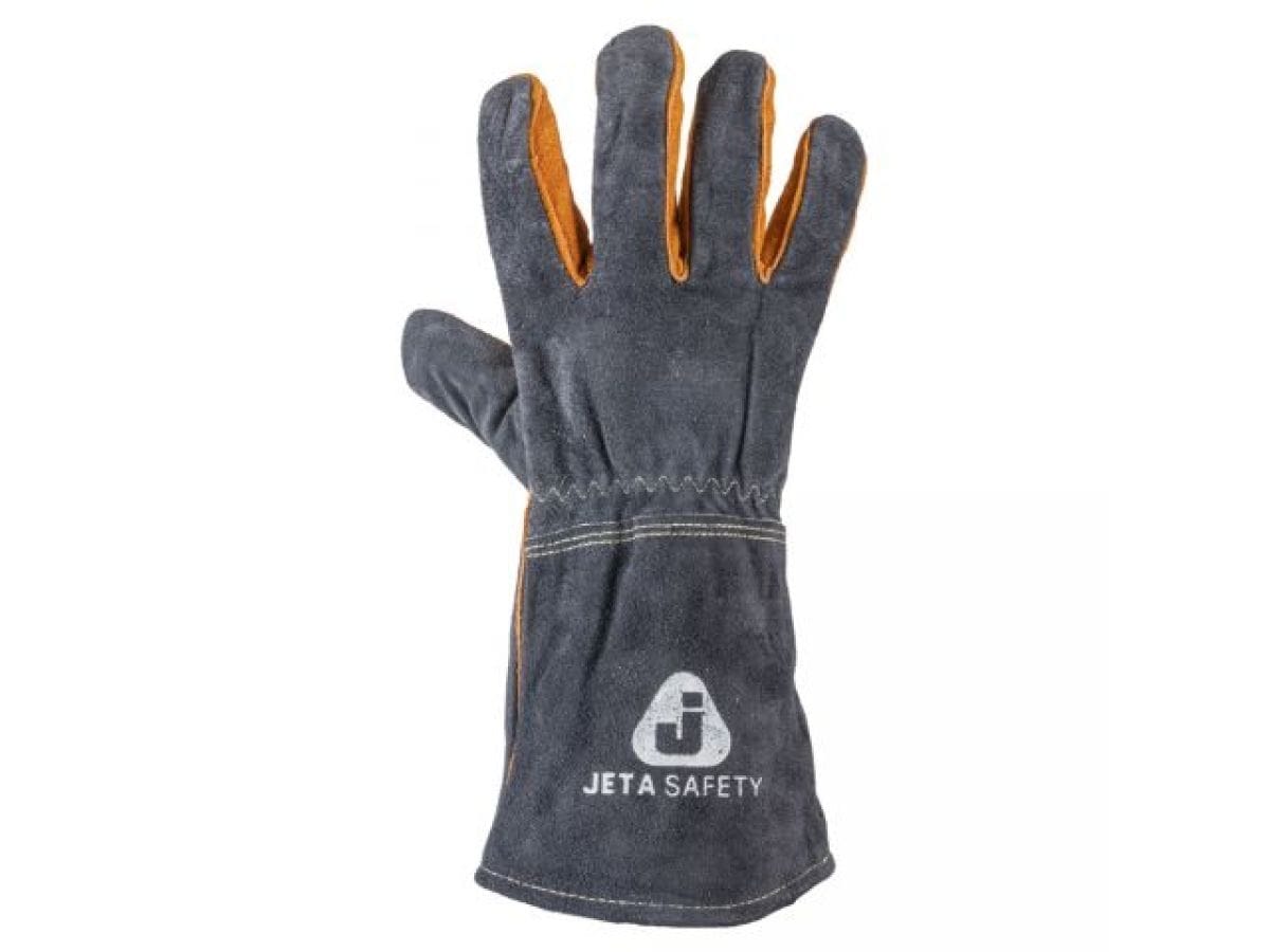 Краги спилковые пятипалые усиленные(на подкладке из х/б и флиса) р-р 10/XL (эластичная тесьма на тыльной стороне) JETA SAFETY