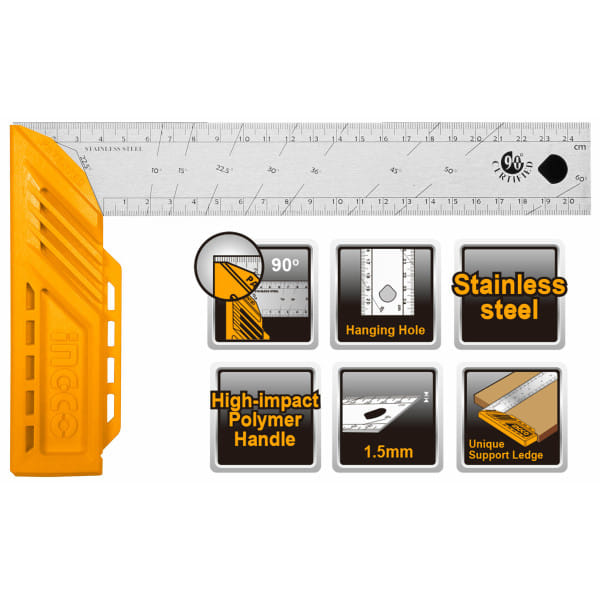 Угольник металлический 300 мм INDUSTRIAL INGCO HAS123002