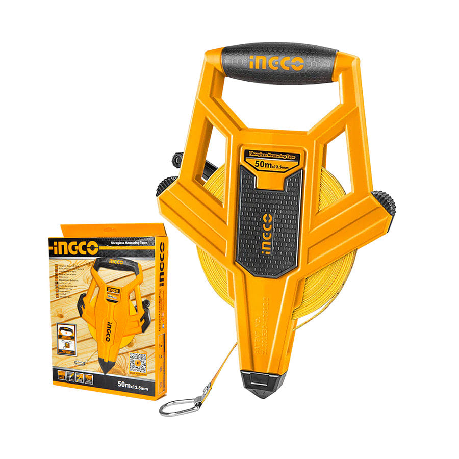 Рулетка геодезическая фибергласовая 50х12.5 мм INDUSTRIAL INGCO HFMT8350