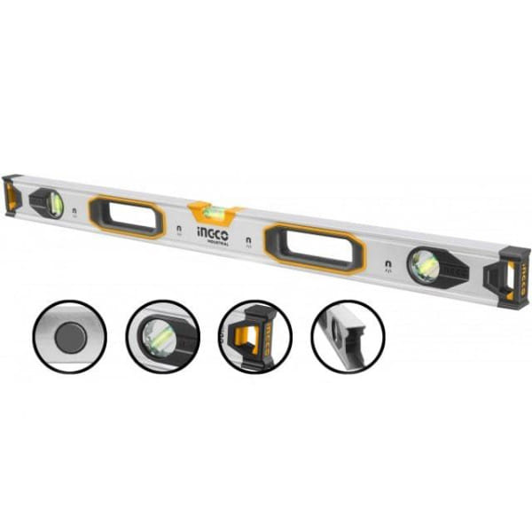 Алюминиевый магнитный строительный уровень 1500 мм INDUSTRIAL INGCO HSL38150M