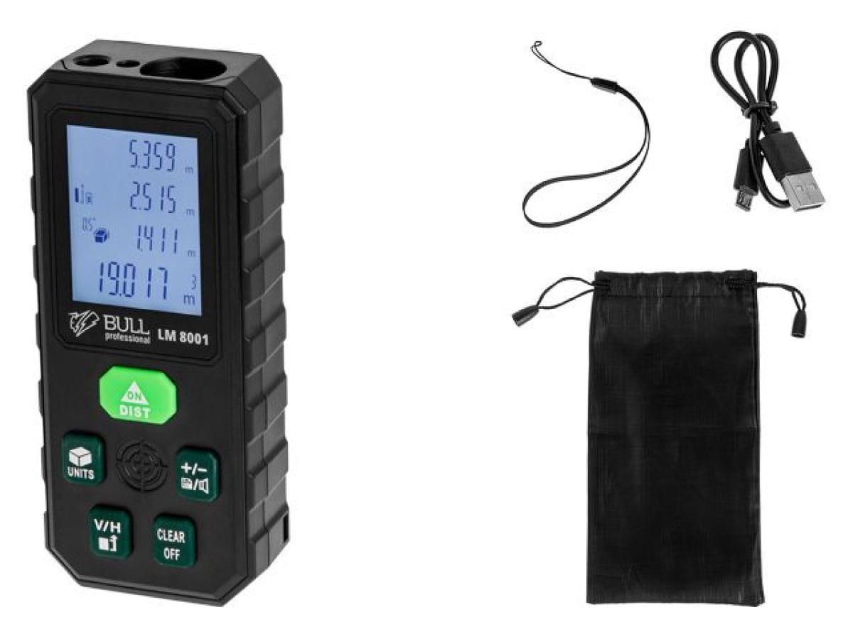 Дальномер лазерный в кор. Проекция креста (зеленый), 0,08 – 80 м, +- 2 мм BULL LM 8001