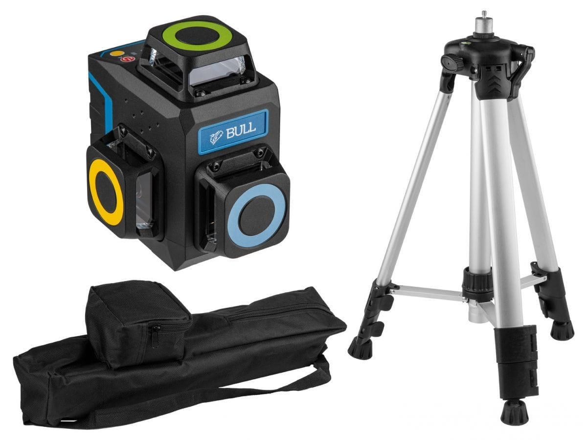 Нивелир лазерный со штативом в кор. 3х360°, до 60 м, +/- 0.3 мм/м, зеленый (резьба 1/4", штатив 1,2 м в комплекте) BULL BULL LL 3303