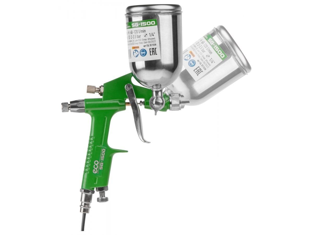 Краскораспылитель (сопло ф 1.0 мм) (HVLP, сопло ф 1.0 мм, поворотн. бак 200 мл) ECO SG-1500
