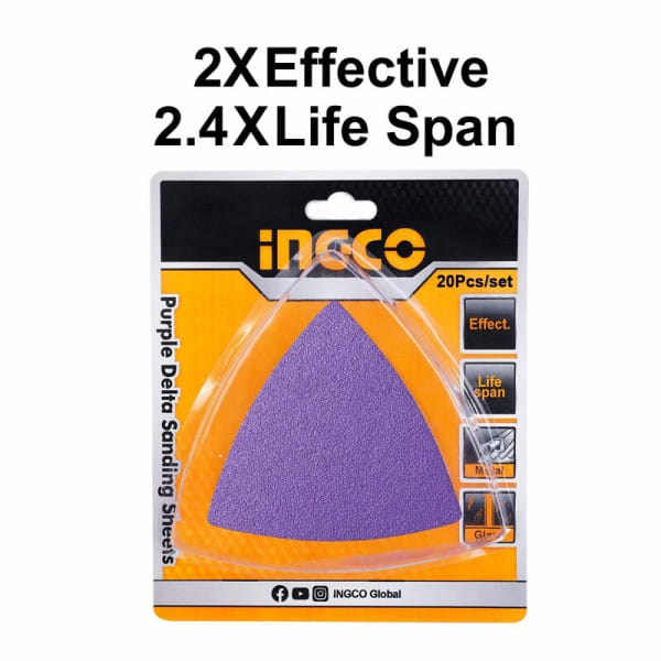 Набор шлифовальных листов дельтавидных 20шт. P40-P120 INDUSTRIAL INGCO AKTS080202