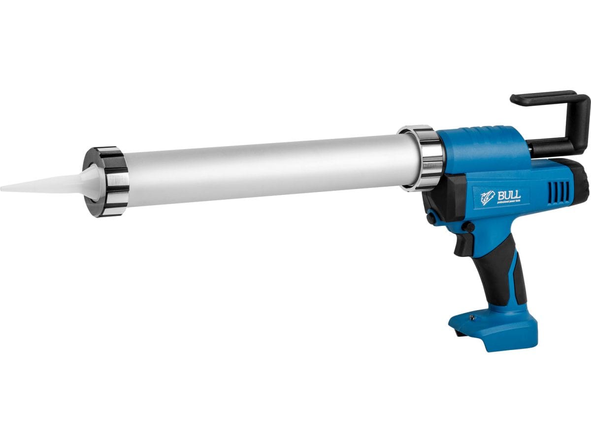Аккум. пистолет для герметика SOLO, 300/600 мл, 2500 Н, 8,3 мм/с, рег. скор. (защита от вытекания, 2 кг, 2 тубы в комплекте) BULL CG 1860
