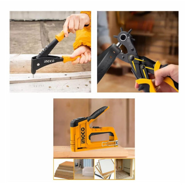 Набор степлер, заклепочник, дырокол SUPER INDUSTRIAL INGCO HRSG0401