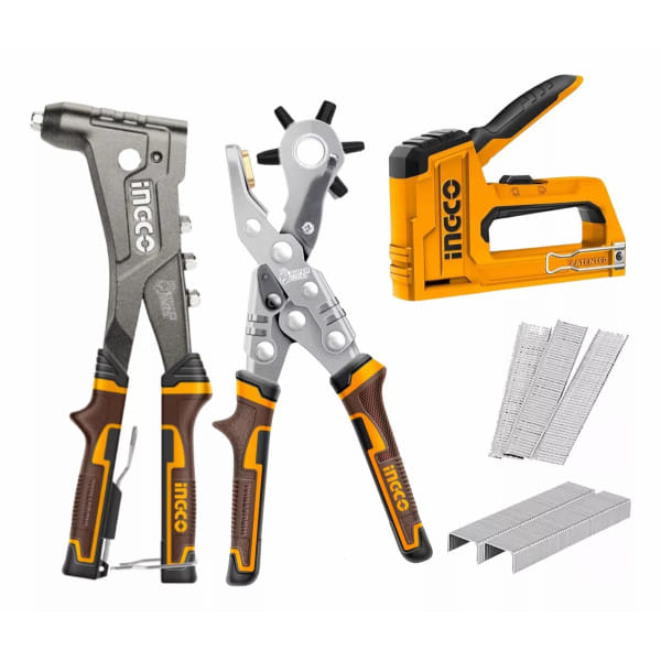 Набор степлер, заклепочник, дырокол SUPER INDUSTRIAL INGCO HRSG0401