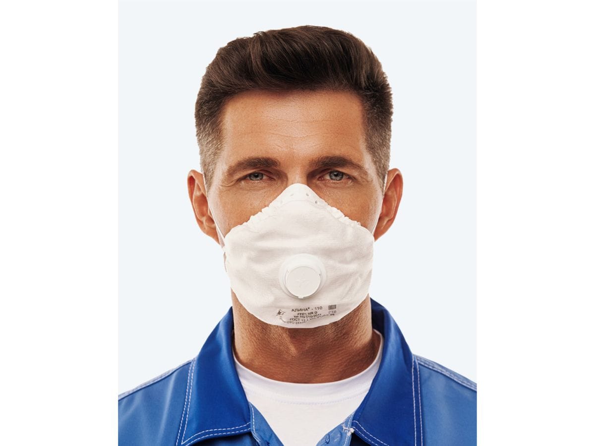 Респиратор складн. с клап. FFP1 (до 4 ПДК) (индивид. уп.) (защита от пыли, дыма, тумана, FFP1 NR D) РК Алина-110