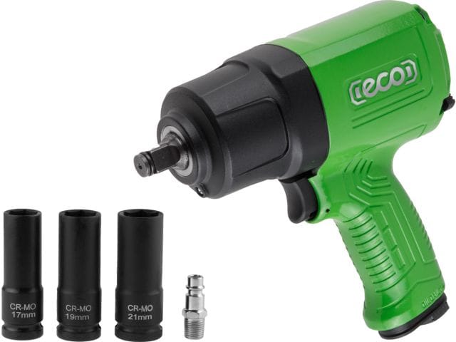 Пневмогайковерт 1/2"(1100 Нм, Ударный мех-м: twin hammer, 198 л/мин, 7800 об/мин, Макс. резьба: М16) ECO AIW-1300S