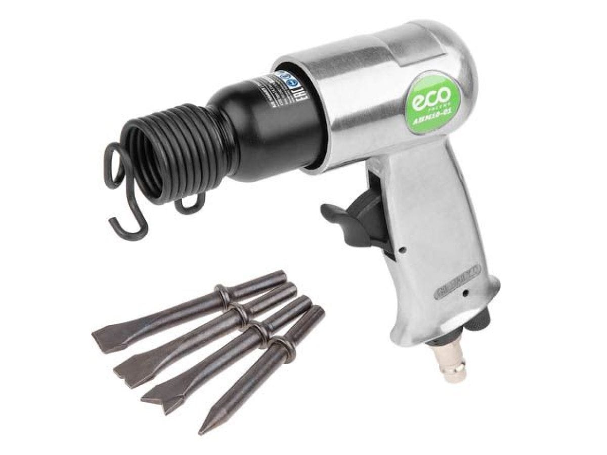 Пневмомолоток (4500 уд/мин, 1.12 Дж, 120л/мин, Хвостовик:10 мм, Долото - 4 шт.) ECO AHM10-01