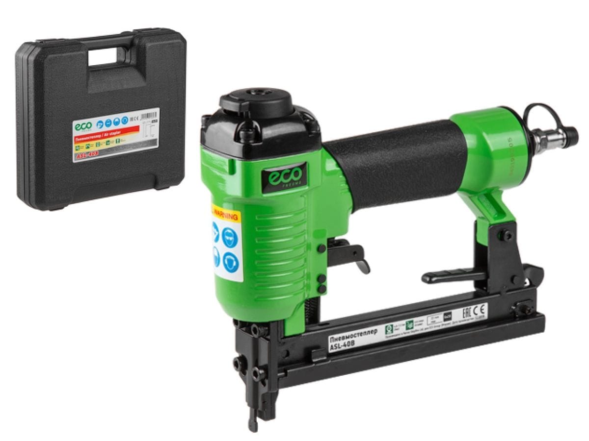 Пневмостеплер (Скобы 20GA, 4.8-7.5 бар, 0.8 л/удар, длина скобы 6-22 мм, ширина скобы 11,2 мм, магазин 100 шт.) ECO ASL-40B