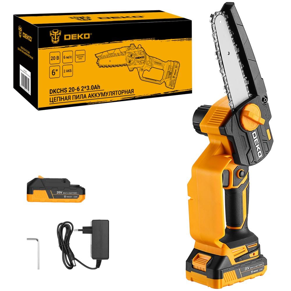 Пила цепная аккумуляторная DKCHS 20-6 Deko
