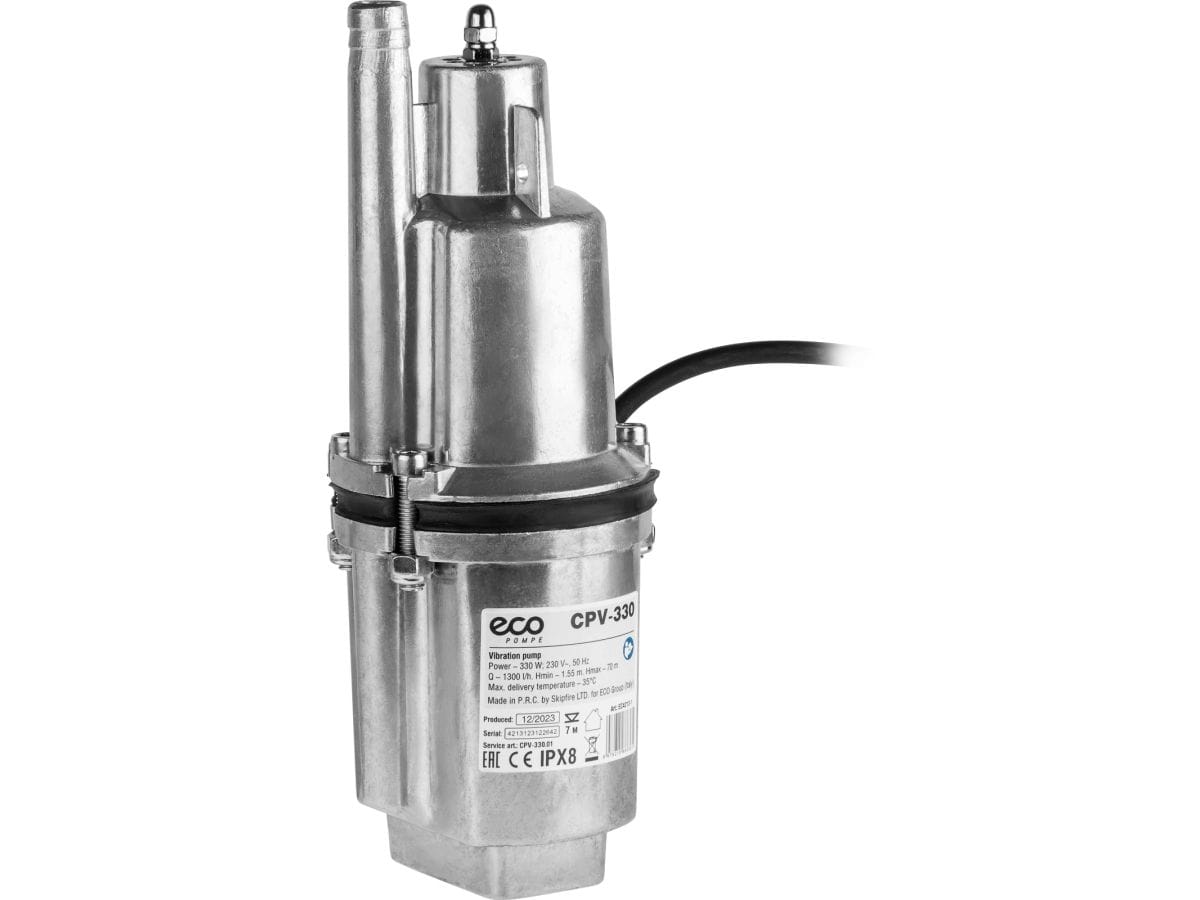 Насос вибрационный (10м, верхний забор) (330Вт, 1300 л/ч, пров. 10м 3х0,75 мм2, аналог насоса Ручеек) ECO CPV-330