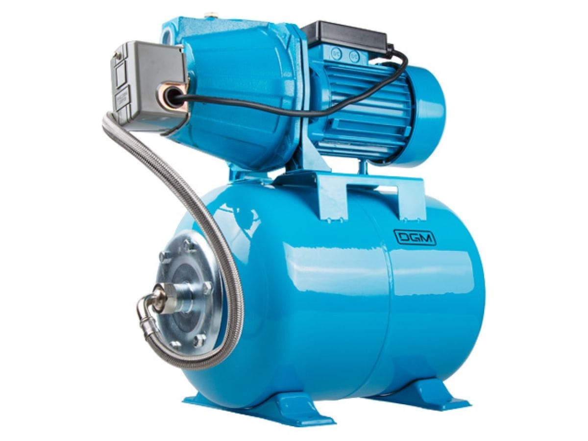 Станция водоснабжения автоматическая (1500 Вт, 3600 л/ч, 50 м, 5 бар макс, корпус насоса чугун, бак 24 л) DGM BP-1500