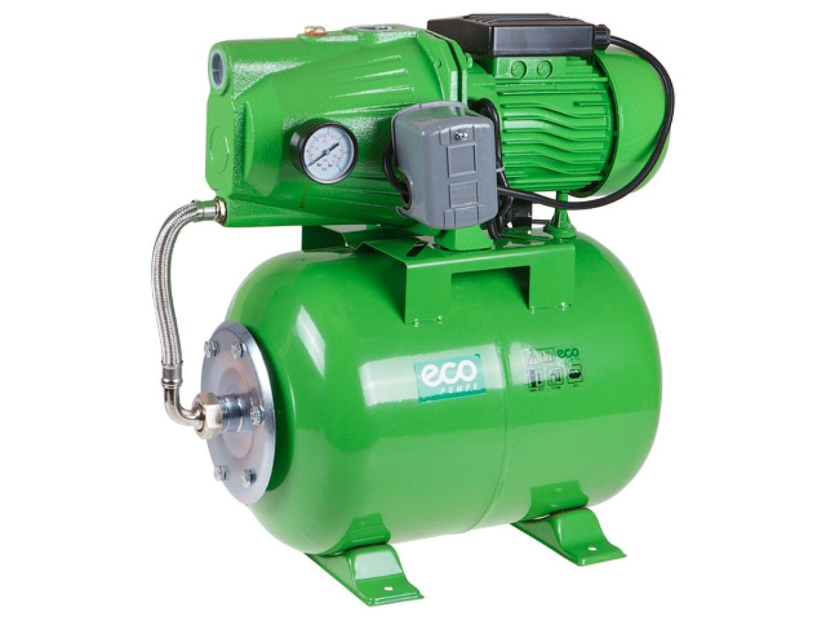 Станция водоснабжения автоматическая (900 Вт, 3100 л/ч, 42 м, 4.8 атм макс, корпус насоса чугун, бак 24 л) ECO GFI-904