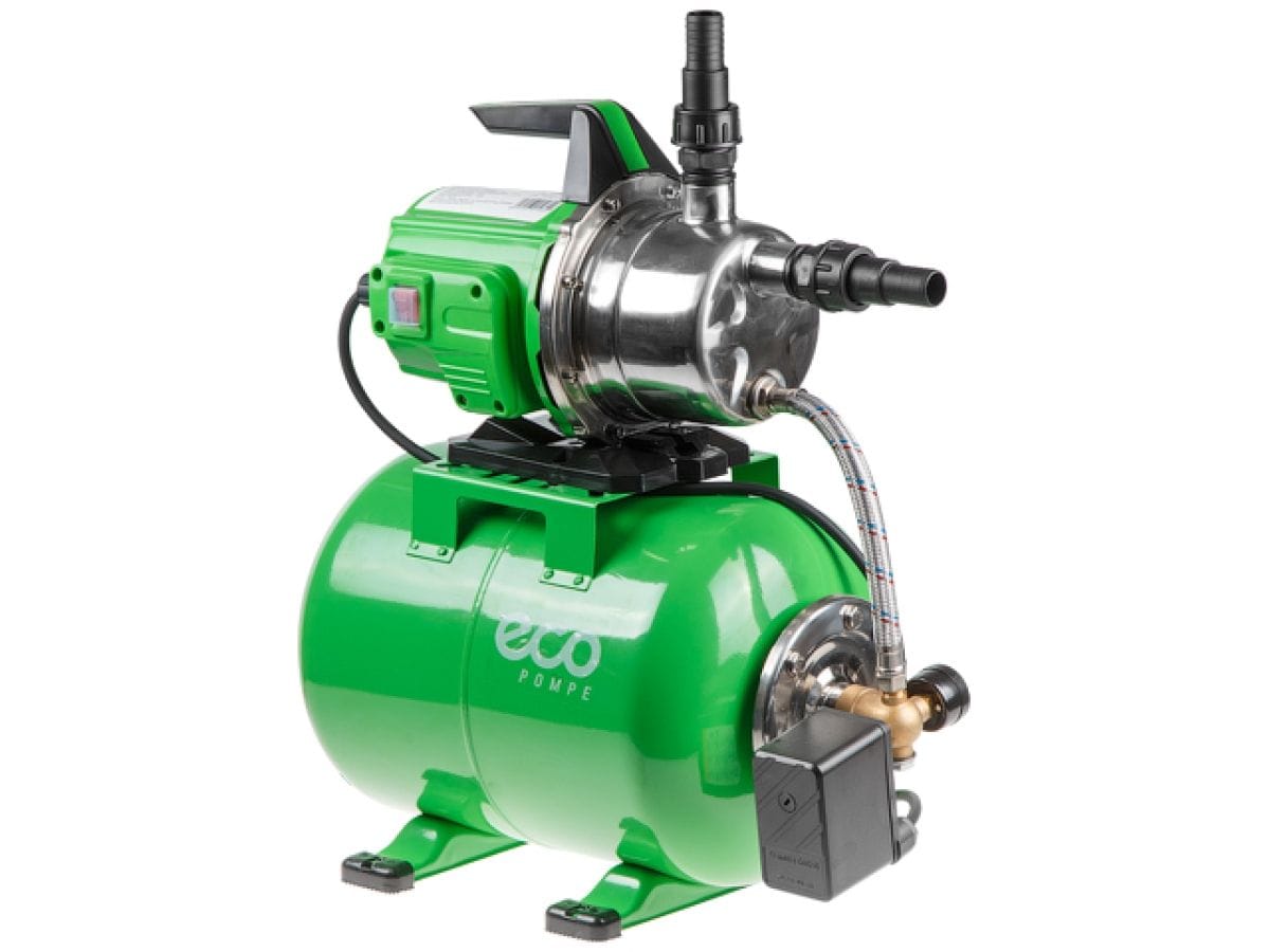 Станция водоснабжения автоматическая (1200 Вт, 3600 л/ч, 48 м, 4,8 бар макс, корпус бака сталь, корпус насоса нерж. сталь,, бак 24л.) ECO GFI-1203