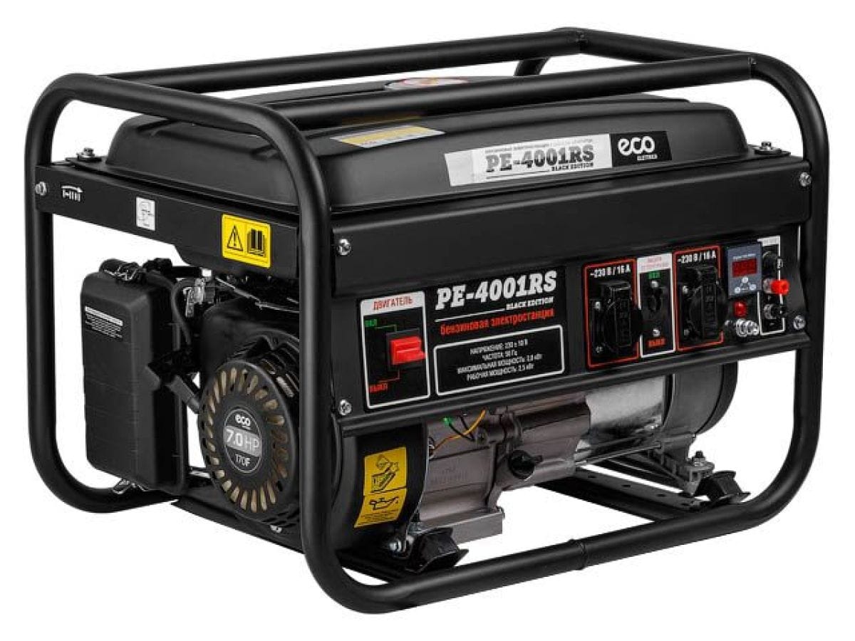 Электростанция (генератор бензиновый) ("Black Edition") (2.8 кВт, 230 В, бак 15.0 л, вес 38 кг) ECO PE-4001RS