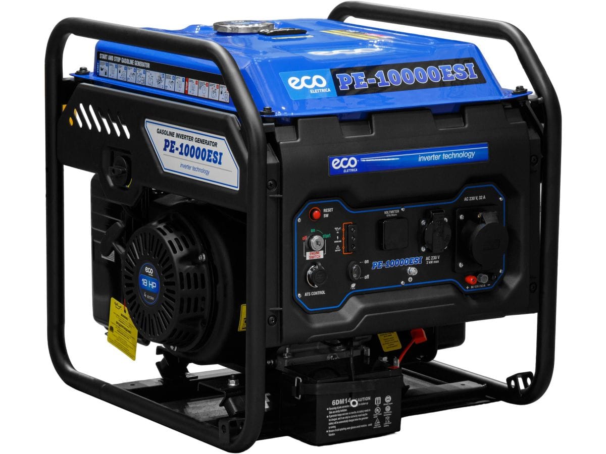 Электростанция (генератор инверторный бензиновый) (инверторный, электростарт, 7.5 кВт, 230 В, автозапуск*, бак 25.0 л, вес 72 кг) ECO PE-10000ESI