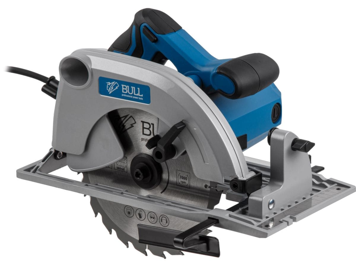 Циркулярная пила в кор. 1500 Вт, 190х30 мм, до 66 мм (Литая алюминиевая платформа, 6000 об/мин) BULL KS 1901
