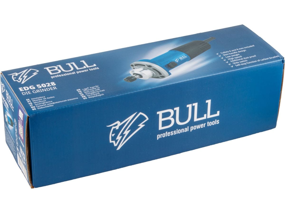 Прямая шлифмашина в кор. 500 Вт, 29500 об/мин, цанги 6 и 8 мм BULL EDG 5028