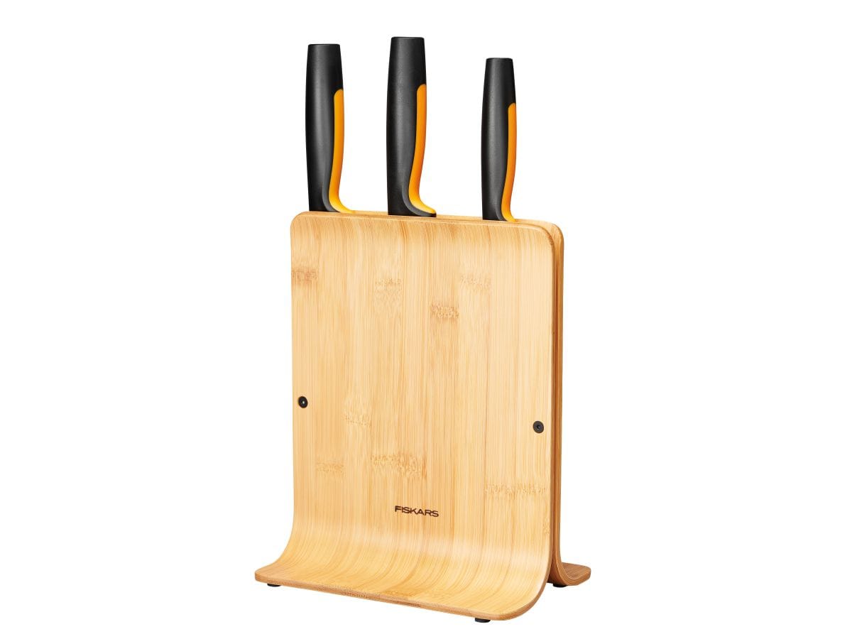 Набор ножей 3 шт бамбуковый блок FISKARS FF
