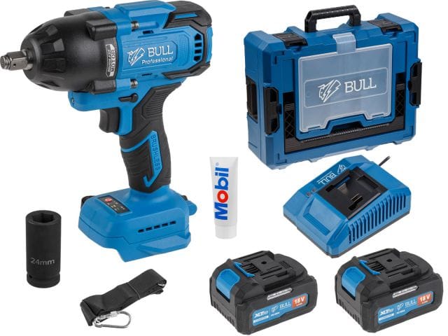 Аккум. ударный гайковерт Xcase, XLTpro, БЕСЩЕТ., 18 В, 750 Н*м, 1/2", 2х4 А*ч, з/у 4 А (вес 2,24 кг) BULL SC 1807