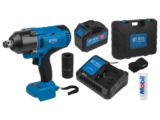 Аккум. ударный гайковерт в чем. XLTpro БЕСЩЕТ., 18 В, 1000 Н*м, 3/4", 1х6 А*ч, з/у 4 А (вес 3.3 кг) BULL SC 1801