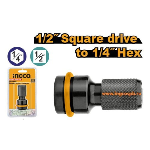 Переходник для гайковерта 1/2 на 1/4 INDUSTRIAL INGCO ABH60501