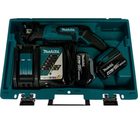 Аккум. сабельная пила в чем. (18.0 В, 2 акк., 4.0 А/ч, Li-Ion, дерево до 50 мм, металл до 50 мм) MAKITA LXT DJR 185 RME