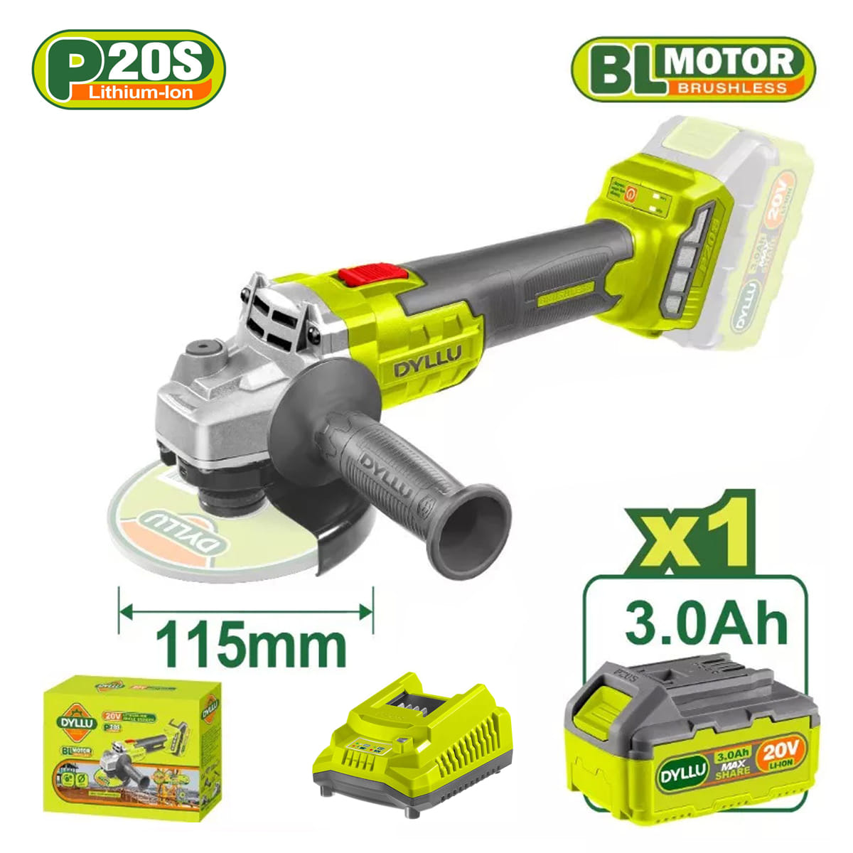 Углошлифмашина аккумуляторная DTLAPM21 DYLLU