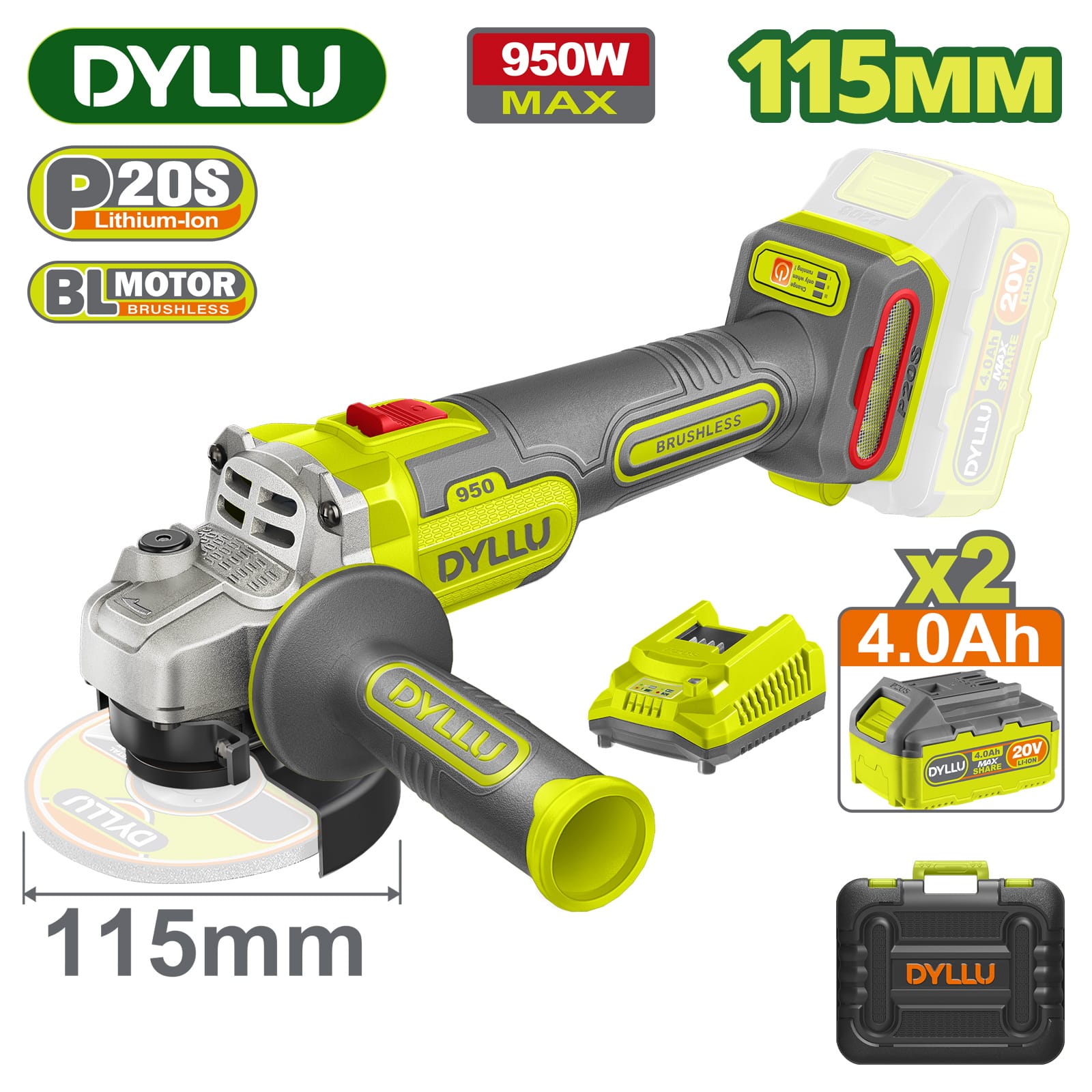 Углошлифмашина аккумуляторная DTLAP5322 DYLLU