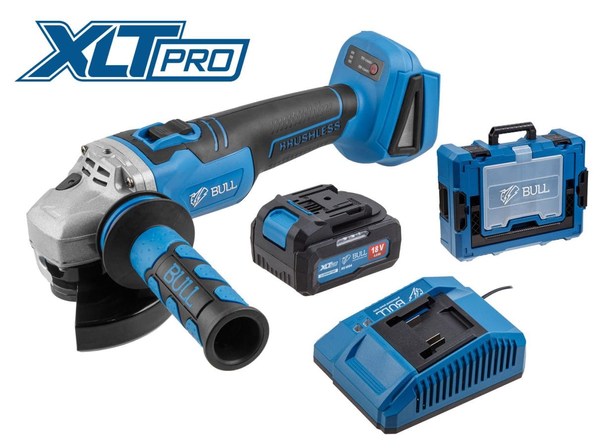 Аккум. углошлифмашина Xcase, XLTpro, БЕСЩЕТ, 125 мм, рег. об., 8000 об/мин, 1х4 А*ч (рег. об.) BULL CSG 1812 R