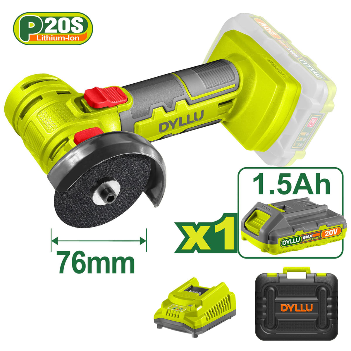 Углошлифмашина мини аккумуляторная DTLAP571 DYLLU