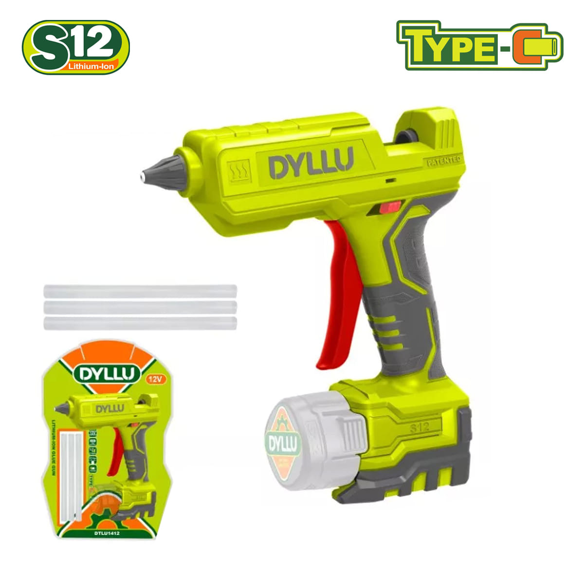 Термоклеевой пистолет аккумуляторный DTLU1412 DYLLU