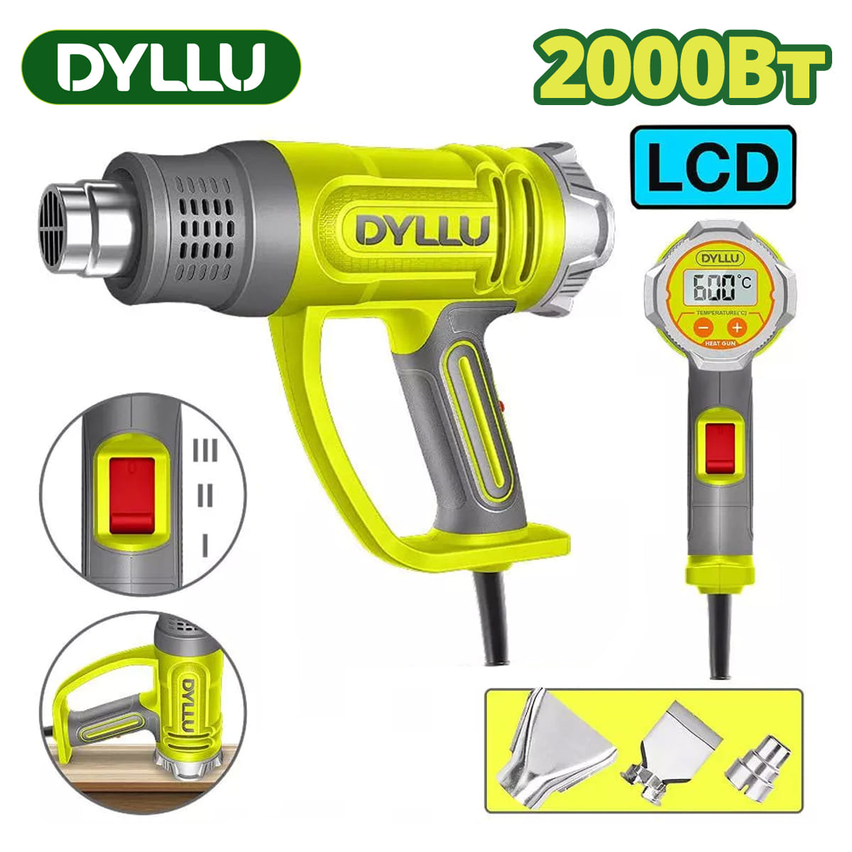 Фен строительный (термовоздуходувка) DTHG1530 DYLLU