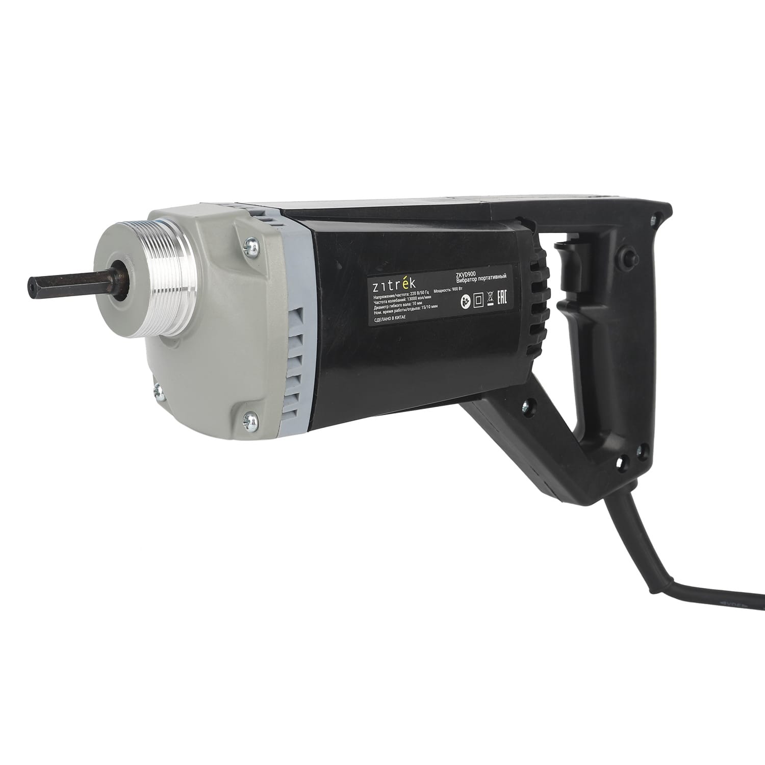 Вибратор портативный ZKVD900 вал 1.5 м. со встроенной булавой D 35 мм. Zitrek
