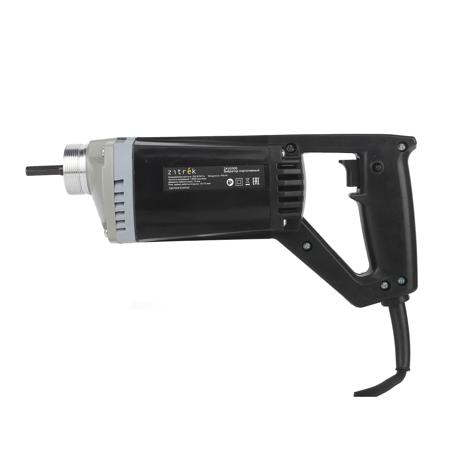 Вибратор портативный ZKVD900 вал 1.5 м. со встроенной булавой D 35 мм. Zitrek