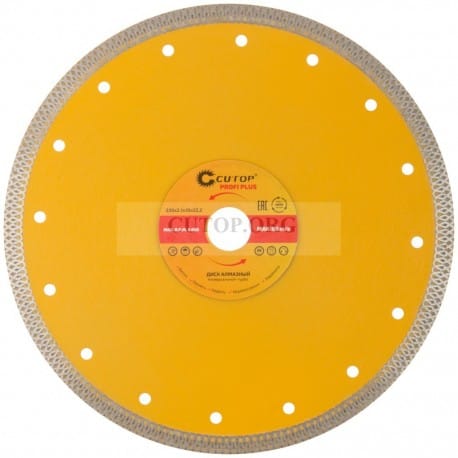230x2.1x10x22.2 мм Диск алмазный по плитке керамограниту камню Турбо CUTOP Profi Plus 68-392