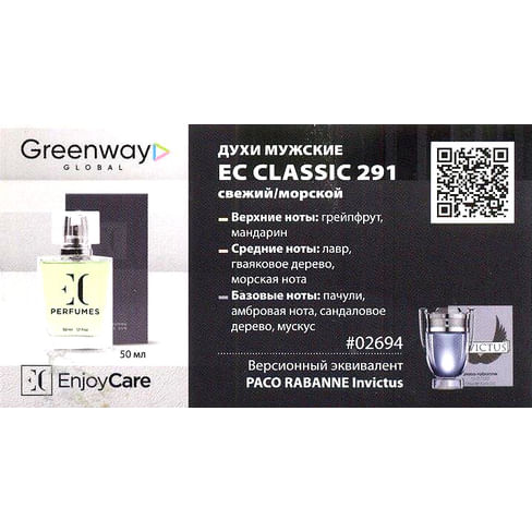 Мужской парфюм премиум класса "Классик", 50 мл, свежий/морской аромат. EC PARFUMS FACTORY EC Classic 291. Чешская республика.