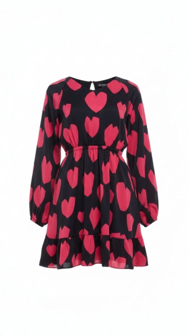 Платье женское с принтом — тёмно-синее, атласное