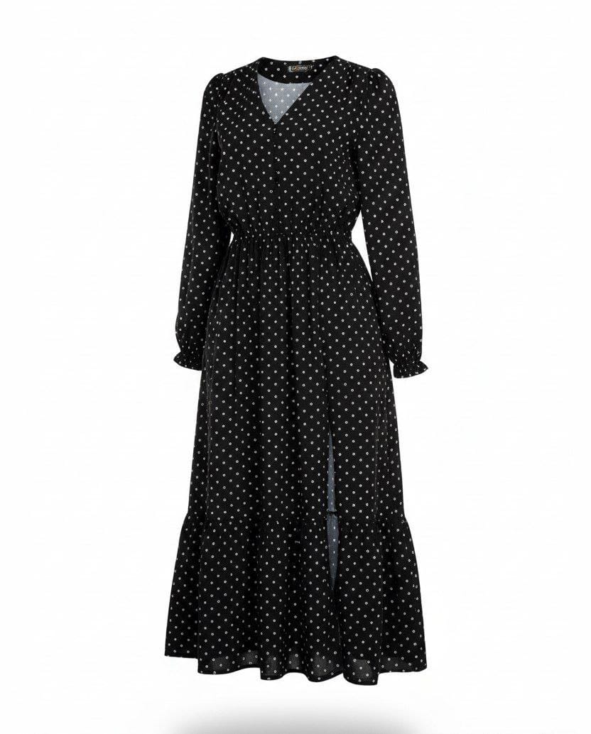 Женское платье с принтом «буквы» и разрезом