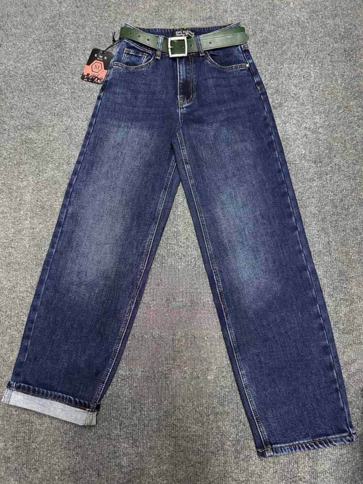 Джинсы женские — прямые на байке, утеплённые