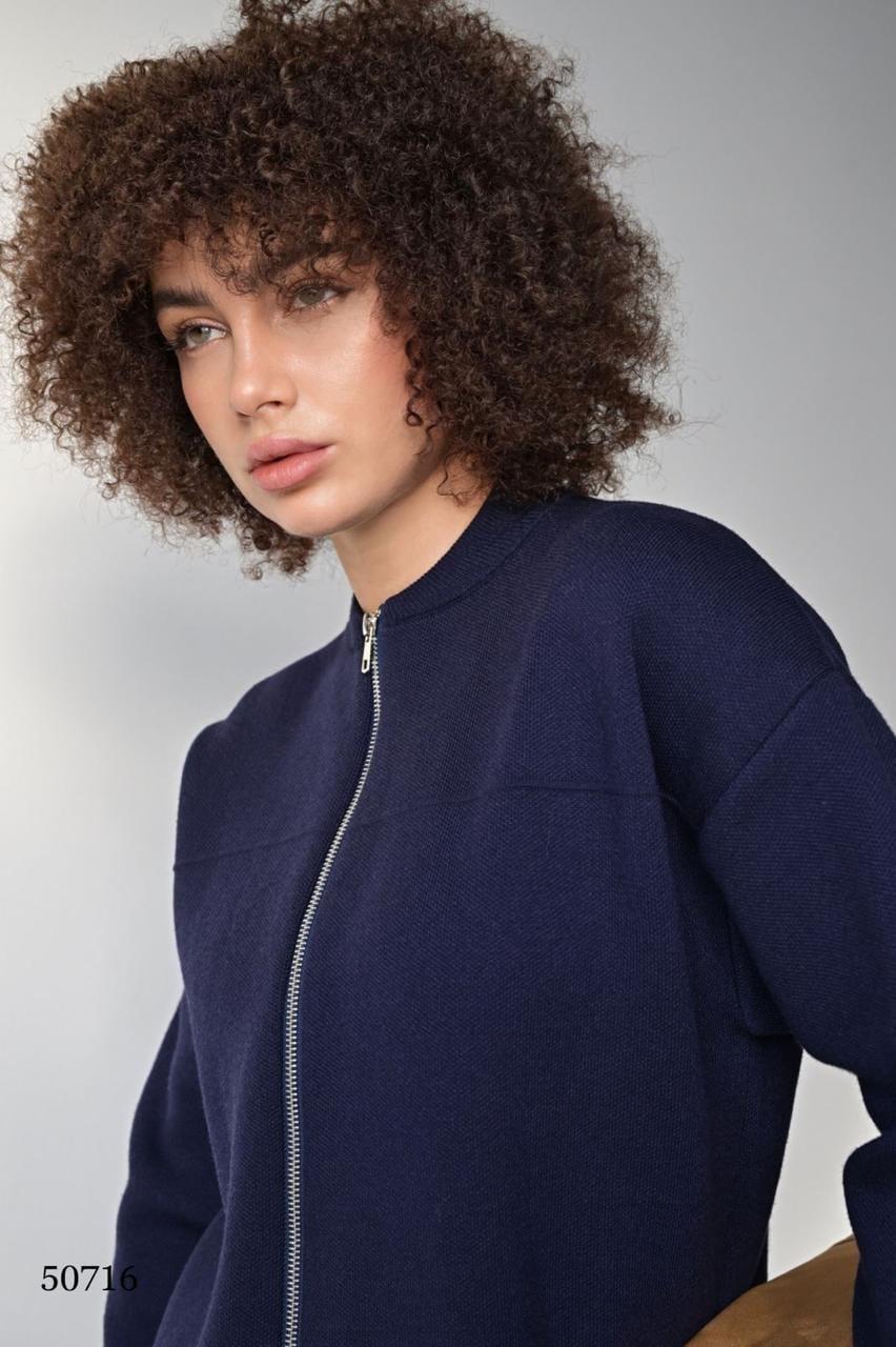 Кардиган женский — свободного кроя, на молнии, серый MISS DIVA