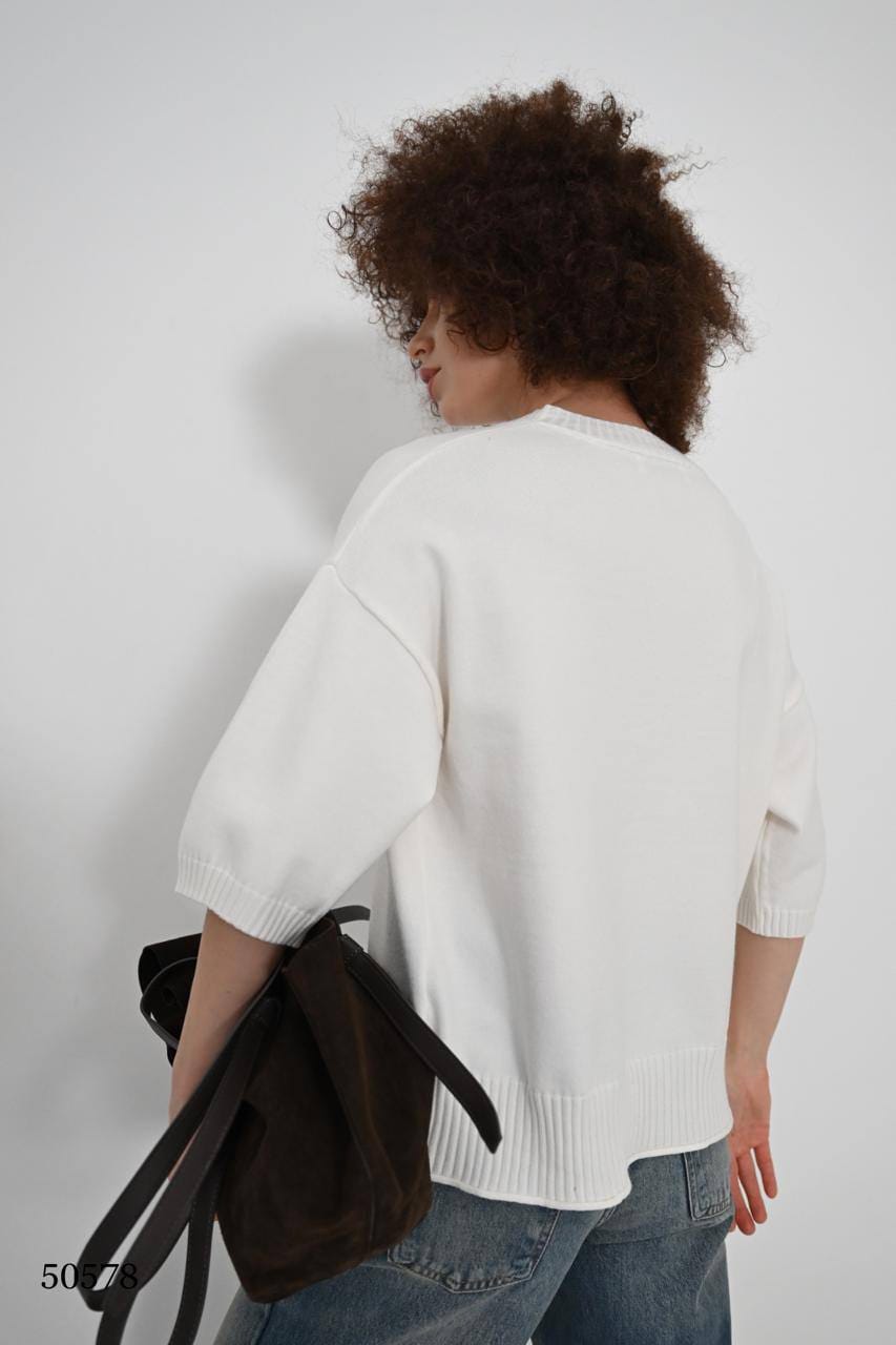 Кофта из трикотажа свободного кроя с накладным карманом MISS DIVA