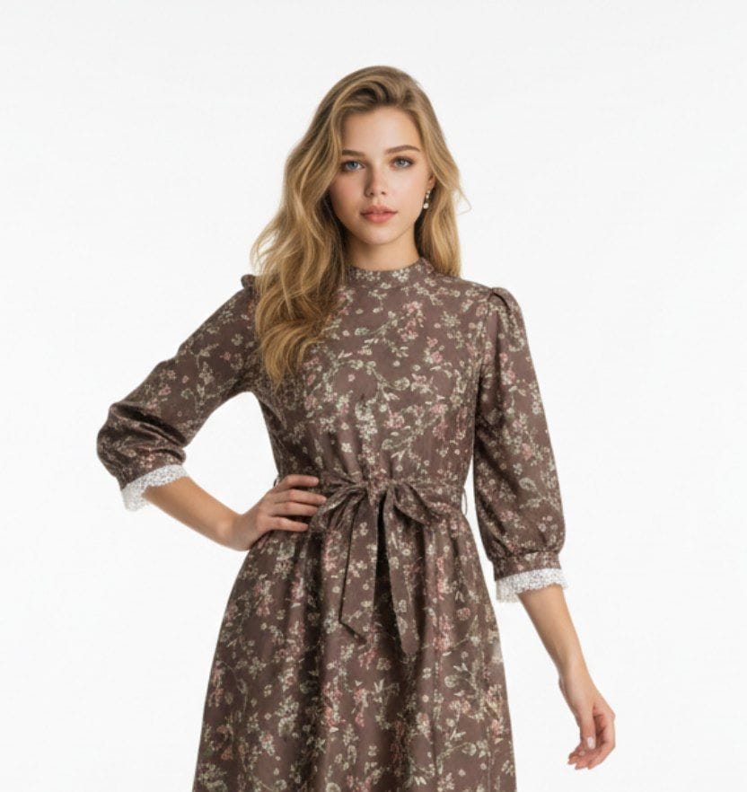 Женское винтажное платье с цветочным принтом