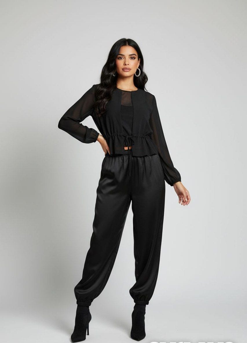 Женская шифоновая блуза с поясом