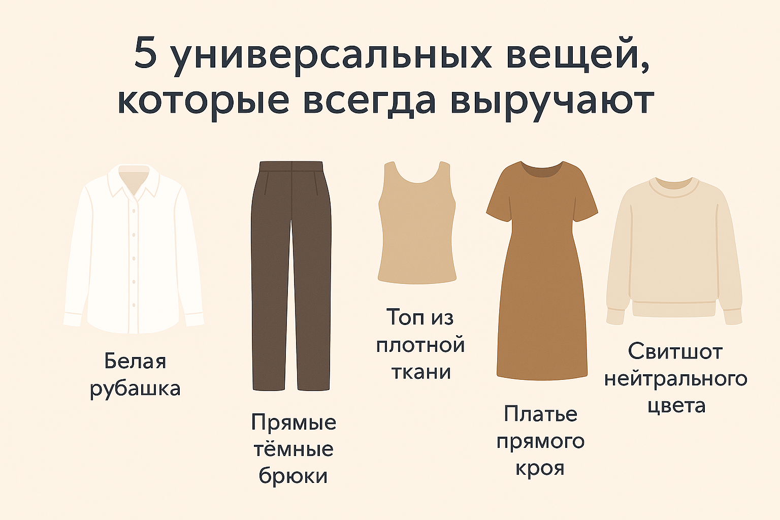 💡 Совет стилиста: Подбирая универсальные вещи, ориентируйтесь на качество и посадку. Такие модели — основа капсулы, и они будут работать на вас долгие сезоны.